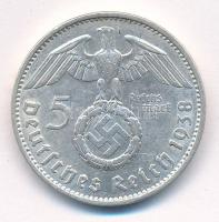 Német Harmadik Birodalom 1938A 5M Ag "Hindenburg" T:1-,2 German Third Reich 1938A 5 Mark A...