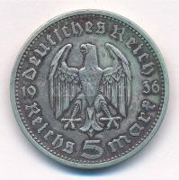 Német Harmadik Birodalom 1936A 5M Ag "Hindenburg" T:2- German Third Empire 1936A 5 Reichsm...