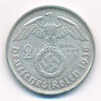 Német Harmadik Birodalom 1938B 2M Ag "Hindenburg" T:2 patina German Third Reich 1938B 2 Re...
