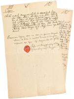 1801 Dunapentelei és Dunaföldvári kézzel írt testimoniális levelek címeres viaszpecséttel