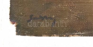 Sassy Attila (1880-1967): Női portré. Olaj, vászon. Jelzett. Vakkeret nélkül. Sérült. 42,5x30 cm