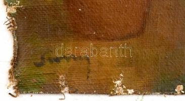 Sassy Attila (1880-1967): Hölgy virággal. Olaj, vászon. Jelzett. Vakkeret nélkül. Sérült. 37x25,5 cm