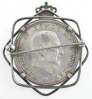 Dánia 1964. 5K Ag "Anna Mária hercegnő esküvője" Ag brossba foglalt emlékérme eredeti dísz...