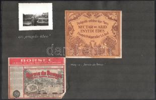 1937 Kolozsvári, nagyváradi fotók, jegyek, igazolvány, címkék, stb., albumlapokra ragasztva