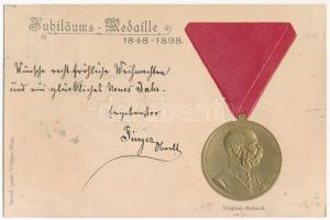 1848-1898 Jubiläums-Medaille / Franz Josephs 50th anniversary of reign, jubilee medal. W. Pittner (Wien) Emb. litho (r)