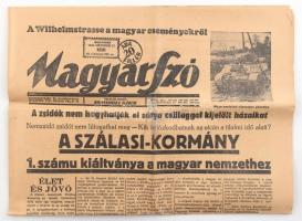 1944 Magyar Szó napilap 1944. október 17-i száma Szálasi Ferenc kormányának kiáltványával, zsidóellenes intézkedésekkel, hadi hírekkel, restaurált (savas papír), 6p