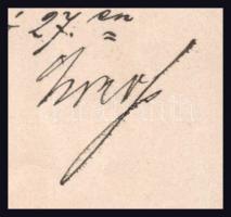 1890 Baross Gábor (1848-1892) kereskedelemügyi miniszter autográf aláírása egy előléptetési papíron,...