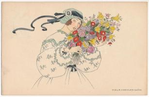 1915 Art Nouveau lady. M. Munk Nr. 1000. s: Mela Koehler (EK)