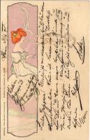1899 (Vorläufer) Coeur Dame. Art Nouveau lady smoking. Theo. Stroefers Kunstverlag - Postkarte der Modernen Nr. 5527. Unsigned Raphael Kirchner art postcard (Rb)