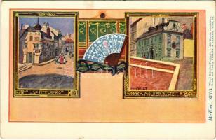 Wien, Vienna, Bécs; Alt-Wien, Am Spittelberg, Mölkerbastei. Wiener Künstler Postkarte Philipp & Kramer XIV/4. Art Nouveau s: Hans Wilt (EK)