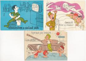 5 db MODERN magyar katonai humoros grafikus képeslap: kiskatona / 5 modern Hungarian humorous military graphic postcards