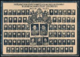 1942 Magyar Királyi Nagy Lajos király 6. Honvéd Gyalogezred III. zászlóalj rajparancsnokképző tanfolyam tablófotó, törésnyomokkal, 14x20 cm