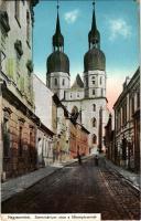 1913 Nagyszombat, Tyrnau, Trnava; Szeminárium utca, református templom / street, Calvinist church (EK)