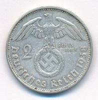 Német Harmadik Birodalom 1938B 2M Ag "Hindenburg" T:2 patina German Third Reich 1938B 2 Re...