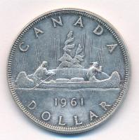 Kanada 1961. 1$ Ag "Indián kenu" T:2 Canada 1961. 1 Dollar Ag "Canoe" C:XF Krause KM# 54