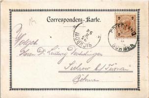 1898 (Vorläufer) Frydlant, Friedland (i. Böhmen); Schloss Friedland, Ausschtsturm, Rathaus, Kaiser F...