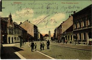 1912 Breclav, Lundenburg, Leventevár; Trida Frantiska Josefa / street view, shop of Rosa Grosser (EK)