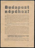 1944 Budapest népéhez! - kétoldalas szórólap a végsőkig való kitartásért, szovjet és angolszászellenes részekkel, szép állapotban