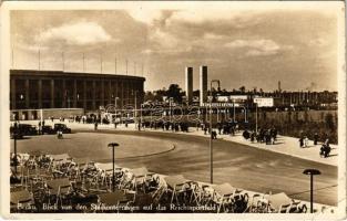 Berlin, Blick von den Stadionterrassen auf das Reichssportfeld / sport stadium (EK) + XI. Olympiade 1936