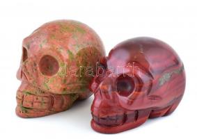 Rodolit és vörös jáspis koponya, hibátlan, m:4cm