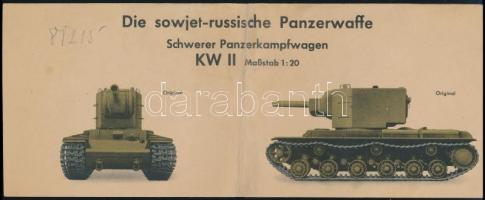 cca 1943 A szovjet-orosz KW II nehézpáncélos jármű, képes ismertető kartonon, közepén hajtással