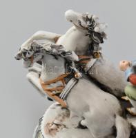 Német jelzett lovashintó, porcelán, kopott, 24x11x19cm