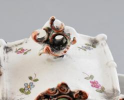 Német jelzett lovashintó, porcelán, kopott, 24x11x19cm