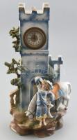 Német figurális porcelán asztali óra, nem működik, jelzés nélkül, kopott, m:41cm