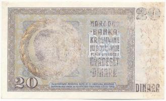 Jugoszlávia 1936. 20D "C.1009 086" nyomdahibás, halovány nyomat T:I-,II
Yugoslavia 1936. ...