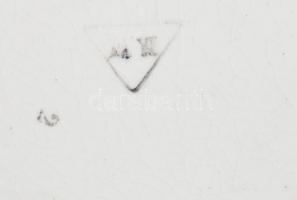 Asztali fajansz óra, mechanikus szerkezettel, működik, jelzett, kopott, 31x8x22cm