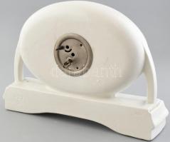 Asztali fajansz óra, mechanikus szerkezettel, működik, jelzett, kopott, 31x8x22cm