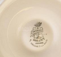 Longwy francia jelzett, hal formájú osztrigatál, 5db, fajansz, mázrepedésekkel, 31x27cm