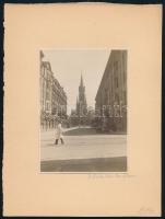 1916 A budapesti Bakáts téri templom és környéke, fotó kartonon, feliratozva, 11×8 cm