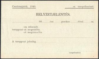 1940 A Magyar Cserkész Szövetség I. kerülete pecsétjével ellátott hadijáték feladat a két fél (mandz...