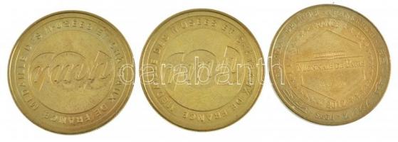 Franciaország DN 3xklf fém emlékérem "Napóleon, Champs-Elysée, Hadsereg Múzeum" (34mm) T:1...