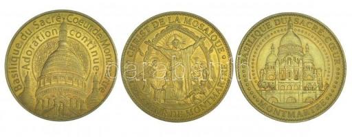 Franciaország DN 3xklf fém emlékérem Sacré Coeur (34mm) T:1,1- France ND 3xdiff metal medallion Sacré Coeur (34mm) C:UNC,AU