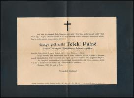 1942 Bp., Gróf széki Teleki Pálné gyászjelentése expressz küldeményként feladva