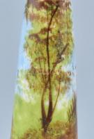 2 db porcelán betétes, réz gyertyatartó, kopott, jelzés nélkül, m:22cm