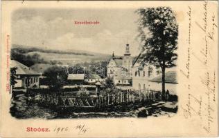 1906 Stósz, Stoósz, Stós; Erzsébet tér, templom. Wlaszlovits Gusztáv 1302. / square, church (felületi sérülés / surface damage)