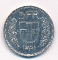 Svájc 1951B 5Fr Ag T:2,2- Switzerland 1951B 5 Francs Ag C:XF,VF Krause KM#402