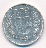 Svájc 1951B 5Fr Ag T:2,2- ph. Switzerland 1951B 5 Francs Ag C:XF,VF edge error Krause KM#402