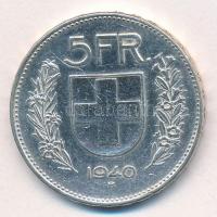 Svájc 1940B 5Fr Ag T:2 Switzerland 1940B 5 Francs Ag C:XF Krause KM#402