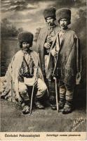 1911 Petrozsény, Petrosani; Zsil-völgyi román parasztok. Adler fényirda / Transylvanian folklore from Valea Jiului, Romanian shepherds (EK)