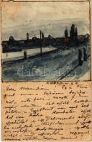 1908 Nagyvárad, Oradea; kézzel festett művészlap / hand-painted art postcard (EB)