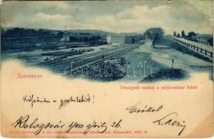 1900 Kolozsvár, Cluj; Országúti vashíd a pályaudvar felett, vasútállomás. Dunky Fivérek cs. és kir. udvari fényképészek műterméből / railway station, bridge (r)