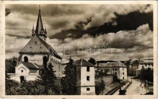 1943 Marosvásárhely, Targu Mures; Református vártemplom. Körtesi Károly fényképész felvétele és kiadása / Calvinist castle church (fl)