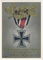 "Es kann nur einer siegen und das sind wir" Adolf Hitler am 8. November 1939 / WWII NSDAP German Nazi Party propaganda postcard, Iron Cross, swastika. 6+19 Ga. s: Gottfried Klein + "Großdeutscher Reichstag Berlin 19. 7. 1940." So. Stpl.