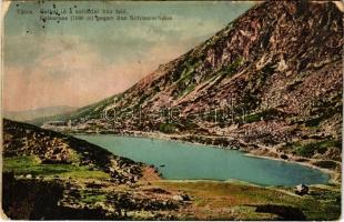 Tátra, Magas-Tátra, Vysoké Tatry; Felkai-tó a Sziléziai ház felé. Feitzinger Ede Ph. No. 766. / Felkersee gegen das Schlesierhaus / lake, tourist house (kopott sarkak / worn corners)