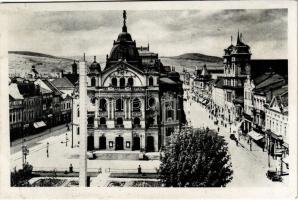 1938 Kassa, Kosice; Stefánikova ul. a divadlo / Stefánik utca, Színház, üzletek / street view, theatre, shops + "1938 Kassa visszatért" So. Stpl. (EK)