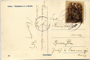 1938 Kassa, Kosice; Stefánikova ul. a divadlo / Stefánik utca, Színház, üzletek / street view, theat...